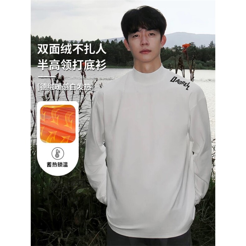 网图现货秋冬新款抗菌半高领德绒印花长袖T恤打底衫DR06-特P22图片