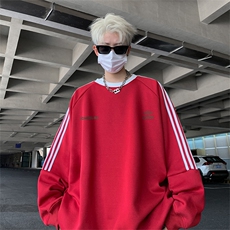 抖音得物供货提供视频秋冬重磅美式宽松织带圆领卫衣0307，男装卫衣，电商A486