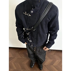 JK727-尺码M-3XL-P90-解构拼接飞机扣夹克复古做旧短款外套，男装夹克，星座1811B
