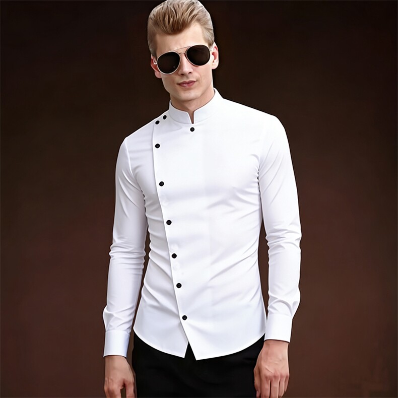 男士餐厅厨师服立领长袖衬衫工作服A377P45，男装衬衫，星座1314