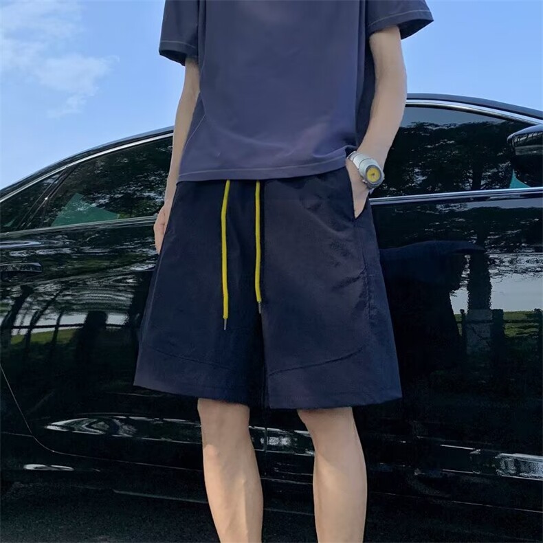 男士夏季新款潮流美式复古短裤薄款宽松透气速干运动五分裤子,男装牛仔裤,星座506A
