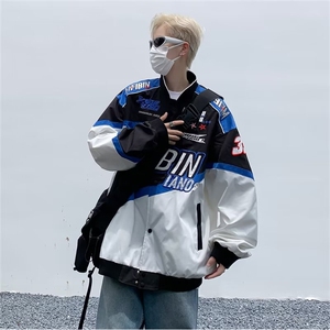 棒球服外套男春秋季美式街头赛车服ins潮牌高街痞帅宽松机车夹克图片