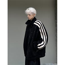 侧边条纹棒球服外套男2025春秋美式宽松休闲立领夹克JK706-P78，男装夹克，电商C307