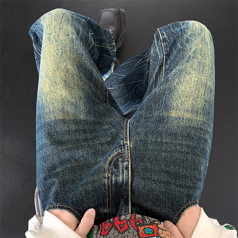 B221美式ins高街暗黑小众个性宽松直筒牛仔裤LK23140-P65控88,男装牛仔裤,电商B221