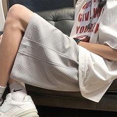夏肌理感华夫格短裤男美式高街宽松休闲五分裤子XZ514-2-1526-P38，男装牛仔裤，星座514-2(原B239)