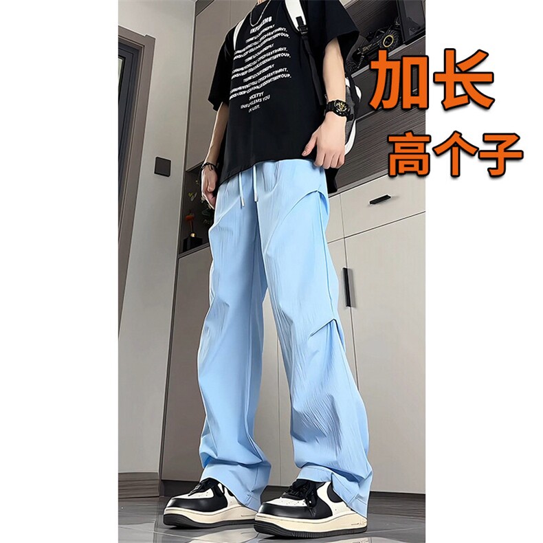 褶皱美式降落伞兵工装裤子男夏薄款休闲裤冰丝速干阔腿裤KZ045P35图片