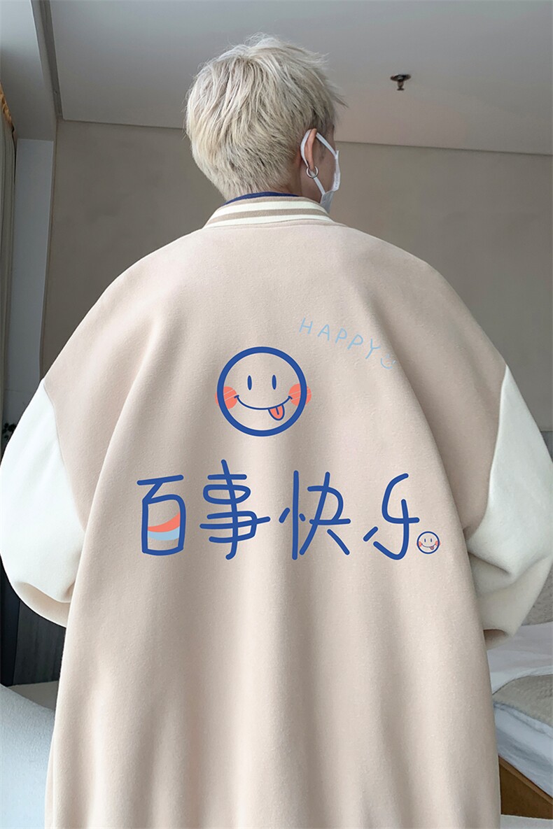 摇粒绒棒球服男大码开衫卫衣男夹克BF86183-P65,男装夹克,电商A040