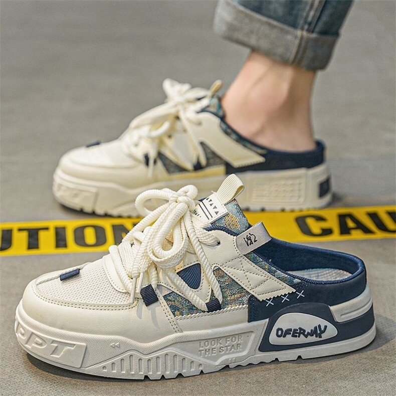 X4079-P85半拖鞋男2024夏季新款透气百搭一脚蹬板鞋包头拖鞋，男鞋拖鞋，星座1407-3