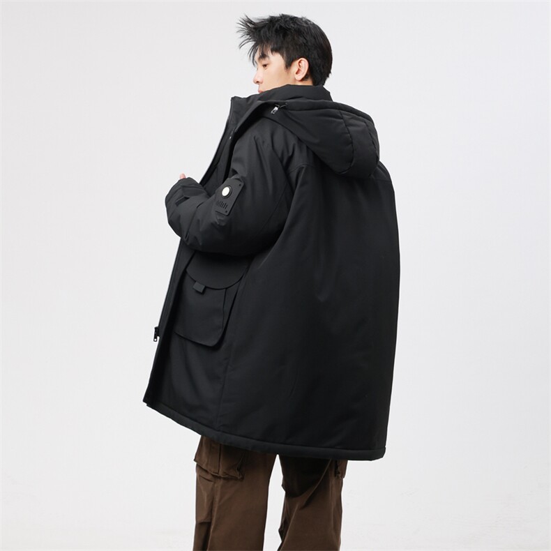 自家图有视频中长款棉服连帽登山情侣聚热保暖工装棉衣M2573p110,男装棉衣,电商D315