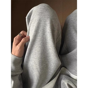 浅灰色弯刀卫裤男春秋款美式潮牌重磅直筒裤休闲运动裤LA6555-P38图片