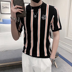 春秋新款刺绣毛衫男短袖毛衣针织衫修身半袖线衣圆领T恤男T3337，男装T恤，星座1116A-2（原606A-1）