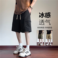 抖音品质夏季新款潮流透气宽松冰丝短裤B315-K24204-特p25控48，男装休闲裤，电商B315