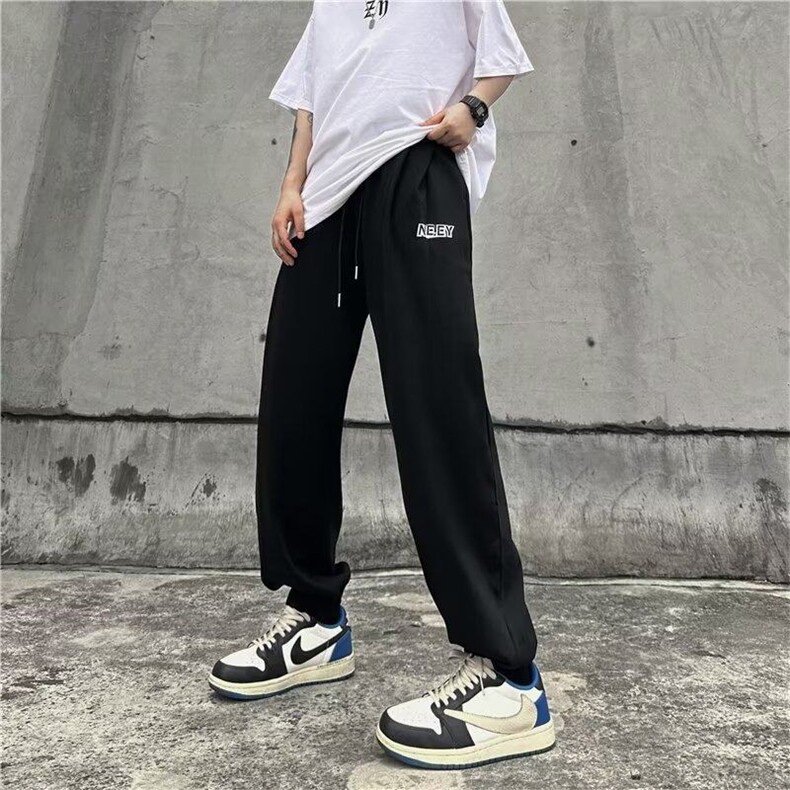 运动裤男夏款针织卫裤子男韩版潮流灰色直筒裤休闲长裤KK142-P35,男装休闲裤,星座911-3