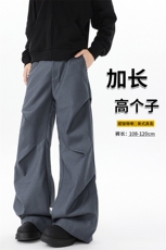 美式褶皱裤高个子加长版休闲西裤男直筒拖地阔腿微喇长裤KZ035P68，男装休闲裤，电商B312