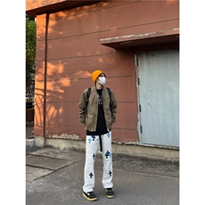 新款时髦撞色十字皮标直筒休闲牛仔裤显瘦百搭长裤NZZ222，男装牛仔裤，星座516A