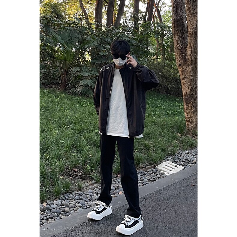裤子高街ins潮vibe风格黑色直筒牛仔裤A080-9601-常规P40,男装牛仔裤,电商A080