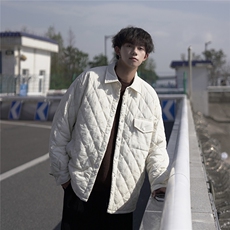 衬衫版型棉衣轻薄宽松格子设计感翻领棉服A170-M822-TP30，男装衬衫，电商A170