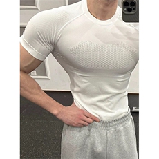 美式修身吸湿排汗训练健身运动短袖运动速干圆领上衣T恤DT23P35，男装T恤，电商D256-1(原A064-1)