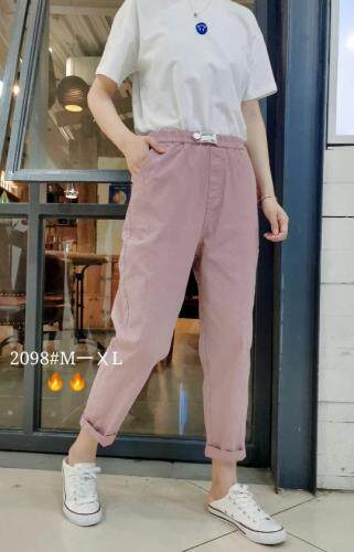 2021新款松紧腰糖果色百搭休闲裤，女装休闲裤，简 影