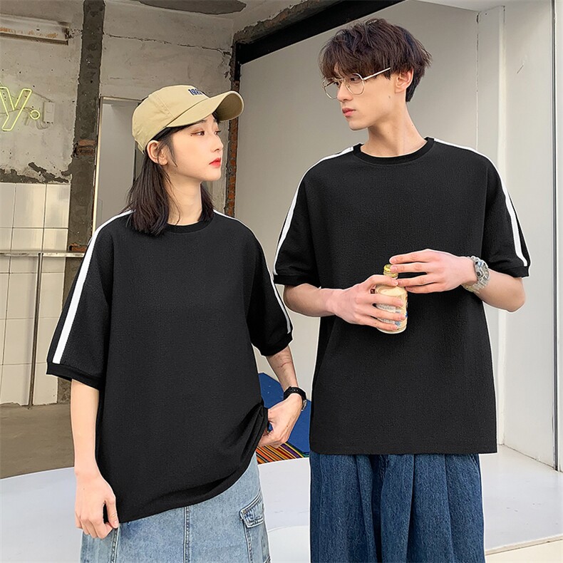 夏季现货主推不断货大码港风情侣宽松休闲圆领短袖T恤T65P28,男装T恤,电商B226
