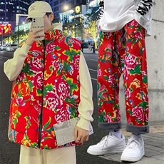 TT1男女团队表演出汉服班服花棉马甲加绒裤套装新中式大码情侣潮，男装休闲套装，星座115A(原星座507）