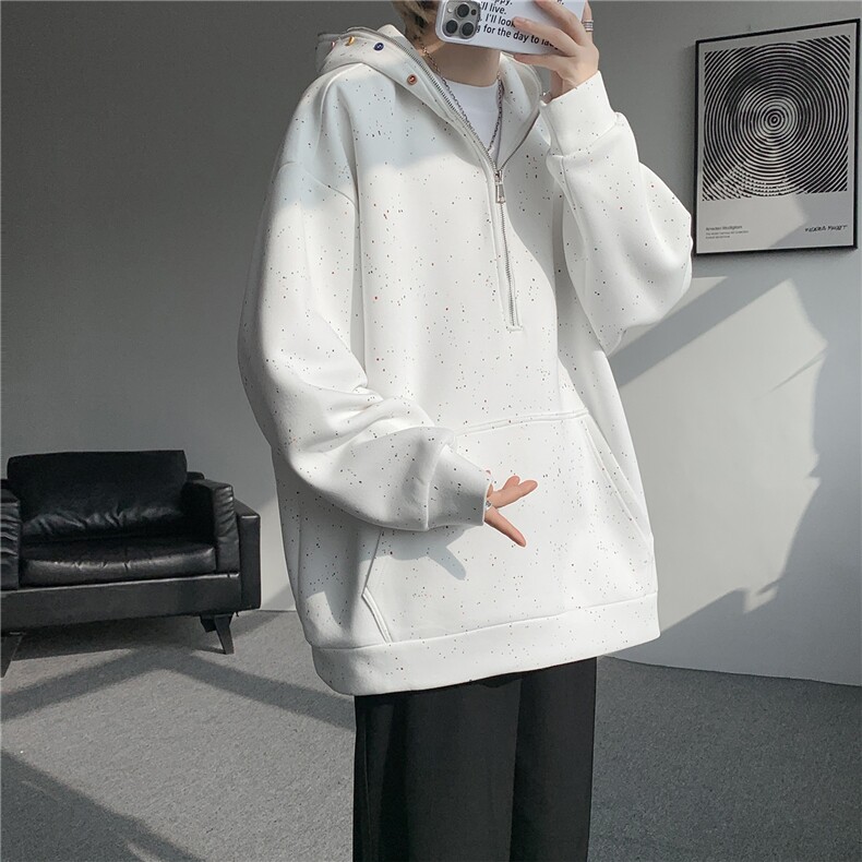 WY10181-特P55加绒特65重磅美式连帽大码卫衣半拉链外套男,女装短外套,电商A059