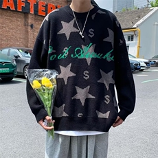 欧美高街毛衣男女宽松慵懒风秋冬外穿圆领星星JY08P42，男装针织衫/毛衣，星座1116-2