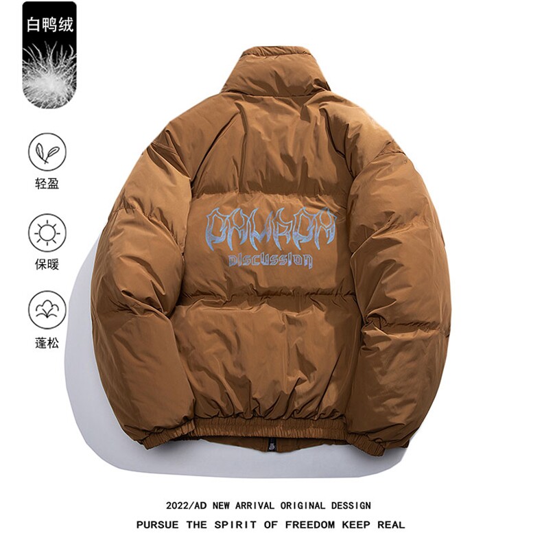 白鸭绒22冬季潮流字母印花百搭立领羽绒服YR221P195控258图片