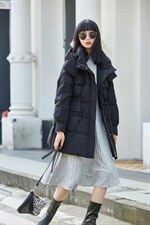 冬装现货一手长羽绒服工装与休闲结合，女装羽绒服，千浪依族