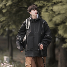 潮牌反光防水外套秋冬款户外软壳冲锋衣夹克JK0222-P93，男装夹克，星座308B-2