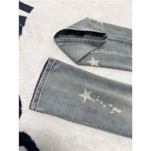 B221美式ins高街修身五角星微喇牛仔裤LK25580-特P45控78图片