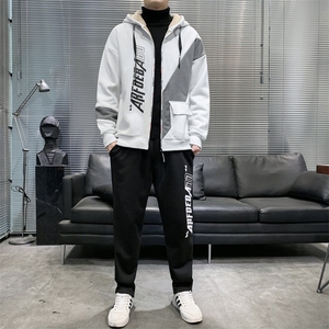 卫衣男运动套装秋冬2022宽松开衫连帽休闲加绒加厚TZ832-P95图片