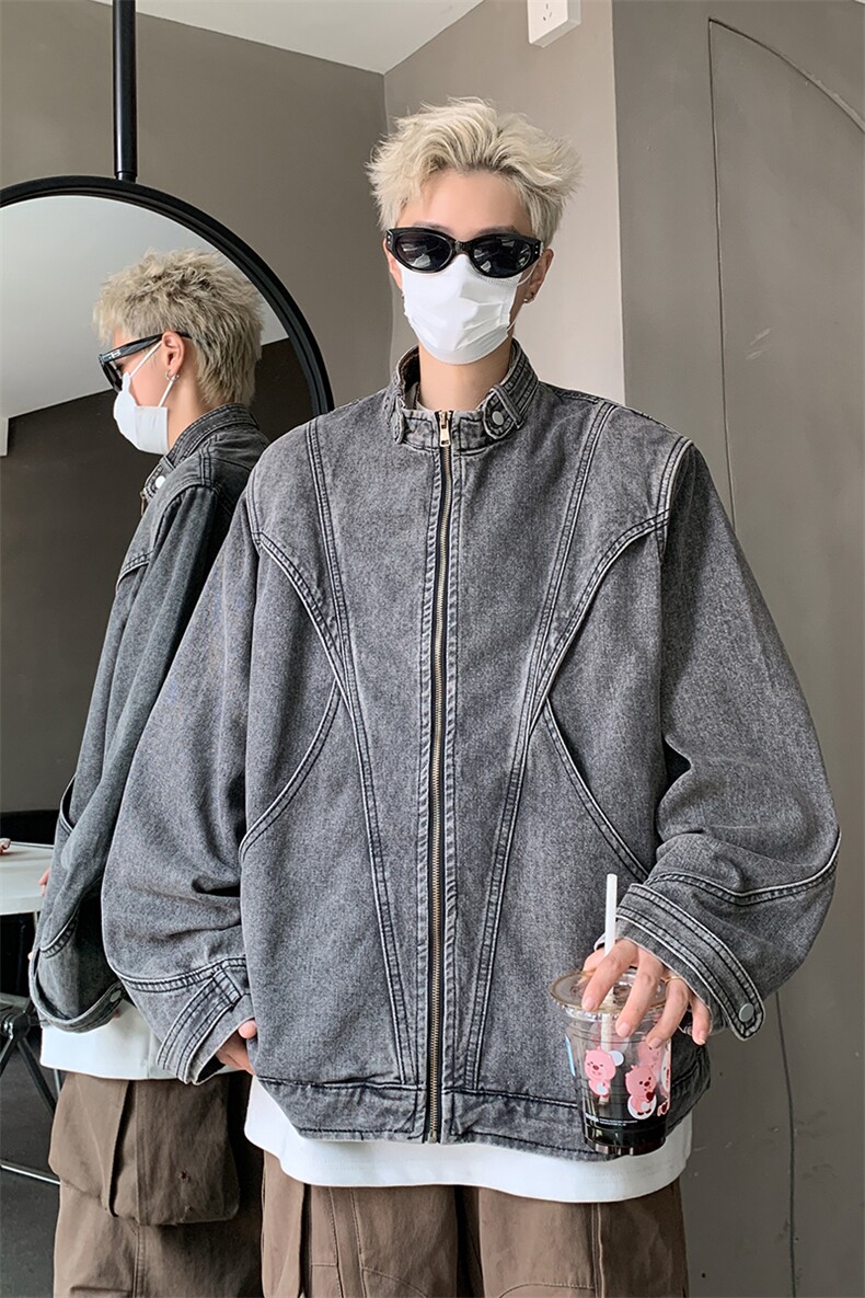 哈灵顿水洗牛仔夹克外套春秋解构cleanfit立领上衣男JK2553-P108,男装工装外套,电商B295