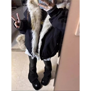 cleanfit毛领连帽座山雕棉服男款冬季保暖短款棉衣外套美式复古潮图片