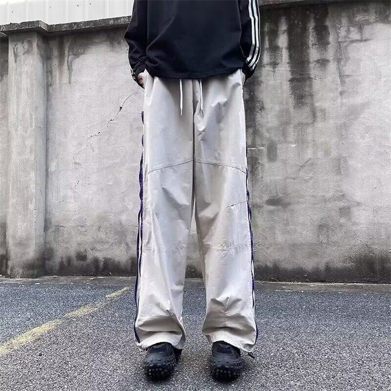 休闲裤男士春秋季薄款宽松直筒裤子美式青少年男生速干运动长裤图片