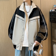 美式复古拼接机车服情侣加厚皮衣夹克外套男JK0633-P65，男装夹克，星座308B-1