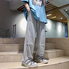 港风直筒休闲裤男夏季潮流宽松百搭长裤可抽绳束脚裤K3264-P30，男装休闲裤，星座512-2