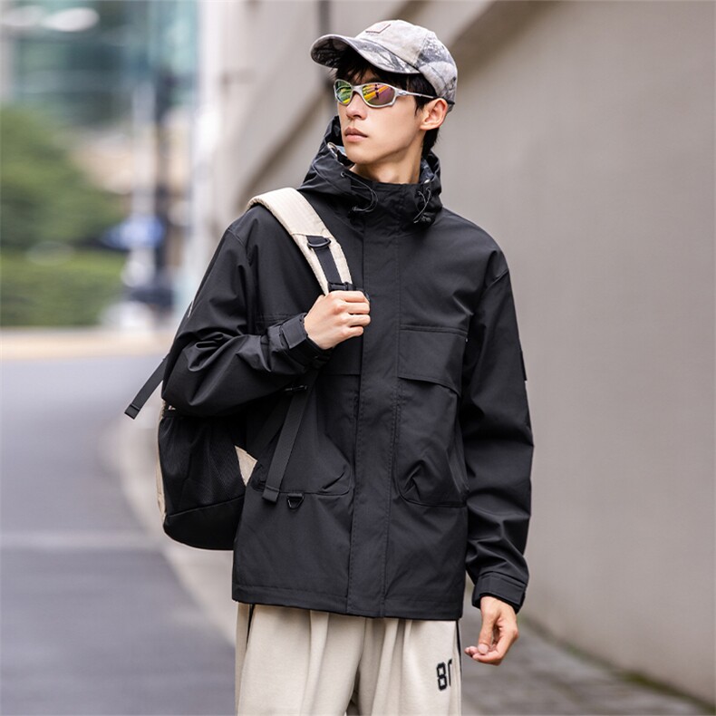 秋季速干工装夹克潮牌连帽户外登上外套男女款F0918-P100控199,男装夹克,电商D215
