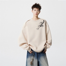 得物供货、重磅420克现货圆领卫衣宽松HD019-1-WY2807LL-P35，男装卫衣，电商019-1