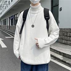 大量现货好卖高领毛衣男秋冬痞帅ins宽松纯色休闲针织衫M182-P30，男装针织衫/毛衣，星座512-4