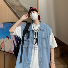 潮高街牛仔马甲男无袖青少年宽松夹克工装背心外套MJ09851-P48，男装背心/马甲，星座308B-2