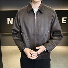 春装皮衣仿小牛皮高级感皮夹克外套C317-8088-P140卷后控188，男装夹克，电商C317