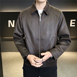 春装皮衣仿小牛皮高级感皮夹克外套C317-8088-P140卷后控188图片