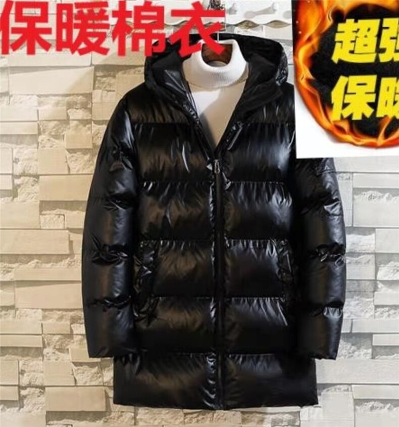 冬季新款韩版连帽防寒羽绒棉服衣中长款亮面保暖外套潮图片