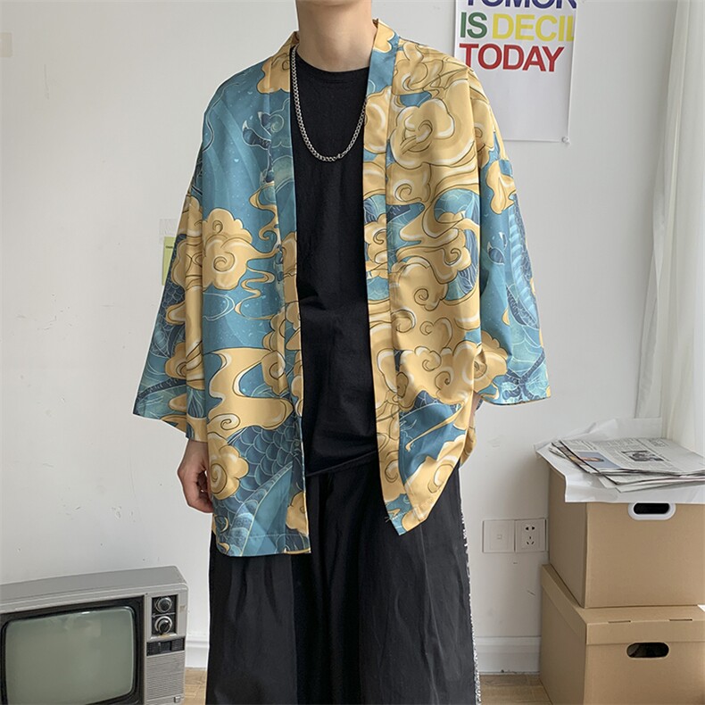 仙鹤龙港风日系潮外套防晒服和服开衫薄款半袖道袍防晒衣 F12/P40图片