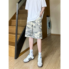 夏季复古迷彩工装宽松阔腿直筒五分休闲短裤男K5916-特P35控59，男装牛仔裤，星座205
