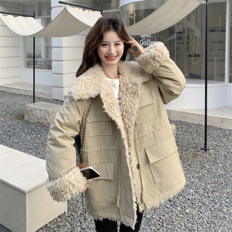 新款！保暖羊羔毛派克服工装外套2C133-6007-P255-K378,女装派克服,2C133