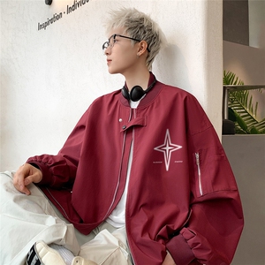港风 24新款春季时尚百搭棒球服印花情侣夹克外套F363 P65控88图片