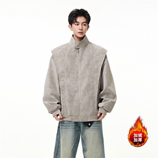 加绒加厚皮棉衣扎染解构设计夹克保暖外套男D54160-TP80不，男装夹克，电商A102