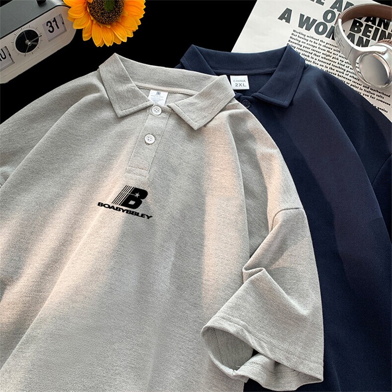 可设48小时支持抖音得物来样二开网眼透气翻领t恤美式短袖POLO衫，男装T恤，电商A486